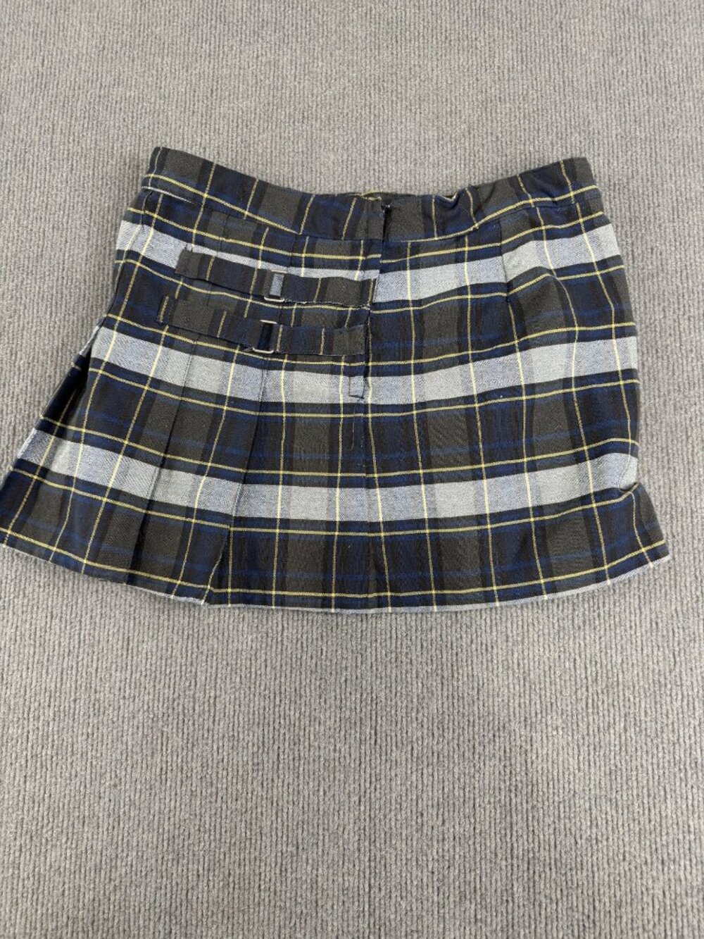 French Toast Navy Gray Yellow Plaid Pleated School Uniform Skirt 18 girls